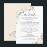 Carte D'accompagnement Blush Peach Rose Rustic Boho Chic Détails du Maria<br><div class="desc">Cette belle carte d'enceinte est conçue pour fournir à vos invités des informations supplémentaires sur la réception, les hébergements, les arrangements de voyage, le registre, le site Web, les itinéraires, ou tout autre détail dont vos invités pourraient avoir besoin. Dispose d'un beau design boho rustique chic avec la calligraphie en...</div>
