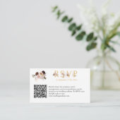 Carte D'accompagnement Blush Peony & Gold Burgundy Wedding RSVP QR Code (Debout devant)