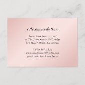 Carte D'accompagnement Blush Pink Black Détails Mariage Hébergement (Devant)