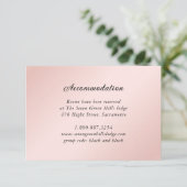 Carte D'accompagnement Blush Pink Black Détails Mariage Hébergement (Debout devant)