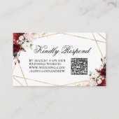 Carte D'accompagnement Blush Pink & Burgundy Rose Mariage QR Code RSVP (Devant)
