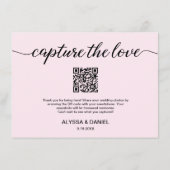 Carte D'accompagnement Blush Pink Capturez l'amour QR code photo mariage (Dos)