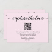 Carte D'accompagnement Blush Pink Capturez l'amour QR code photo mariage (Devant / Derrière)