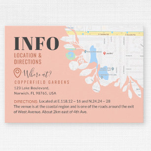 Carte D'accompagnement Blush Pink Cuivre Détails de la floraison Info Emp