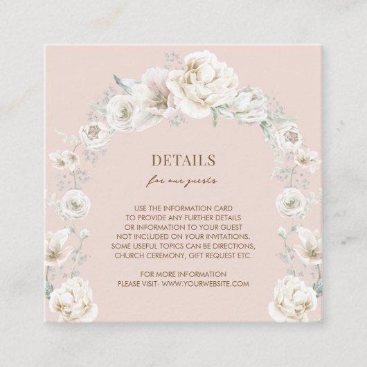 Carte D'accompagnement Blush Pink Floral Dream Détails du Mariage (Devant)
