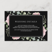 Carte D'accompagnement Blush Pink Floral Eucalyptus Black Wedding Details (Devant)