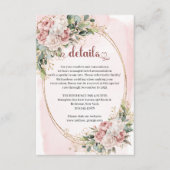 Carte D'accompagnement Blush Pink Floral Eucalyptus Wedding Details Card (Devant)