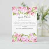 Carte D'accompagnement Blush Pink Floral Informations sur l'invité (Debout devant)