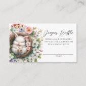Carte D'accompagnement Blush Pink floral lapin Baby shower Déchets Raffin (Devant)