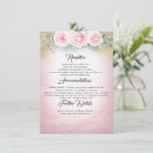Carte D'accompagnement Blush Pink Floral Mariage Information Invité (Debout devant)