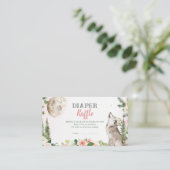 Carte D'accompagnement Blush Pink Floral Moon Forest Wolf Diaper Raffle (Debout devant)
