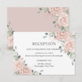 Carte D'accompagnement Blush Pink Floral Rose Gold Wedding Reception (Devant / Derrière)