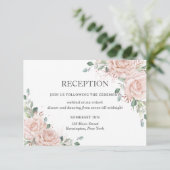 Carte D'accompagnement Blush Pink Floral Rose Gold Wedding Reception (Debout devant)