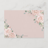 Carte D'accompagnement Blush Pink Floral Rose Gold Wedding Reception (Dos)