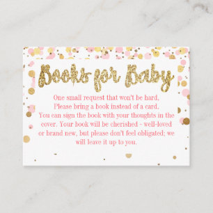 Carte D'accompagnement Blush Pink Gold Parties scintillant Livres Confett