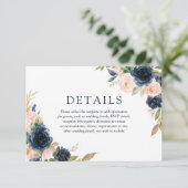 Carte D'accompagnement Blush Pink & Navy Elegant Spring Wedding Détails (Debout devant)