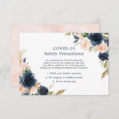 Carte D'accompagnement Blush Pink & Navy Mariage élégant COVID-19 (Devant / Derrière)