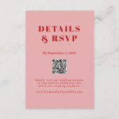 Carte D'accompagnement Blush Pink Red Bold Font QR Code Wedding RSVP  (Devant)