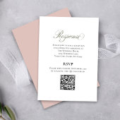 Carte D'accompagnement Blush Pink Script Wedding RSVP QR Code Card