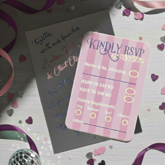 Carte D'accompagnement Blush & Purple Spring Disco RSVP Wedding