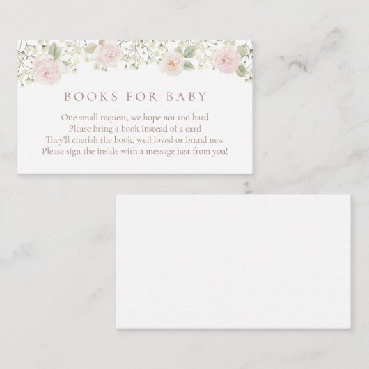 Carte D'accompagnement Blush Rose Baby Breath Books for Baby insert card (Devant / Derrière)