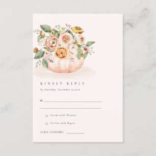 Carte D'accompagnement Blush rose blanc Citrouille mariage floral RSVP