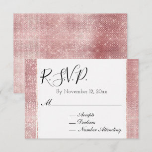 Carte D'accompagnement Blush Rose Blanc Pailleté Étincelant RSVP