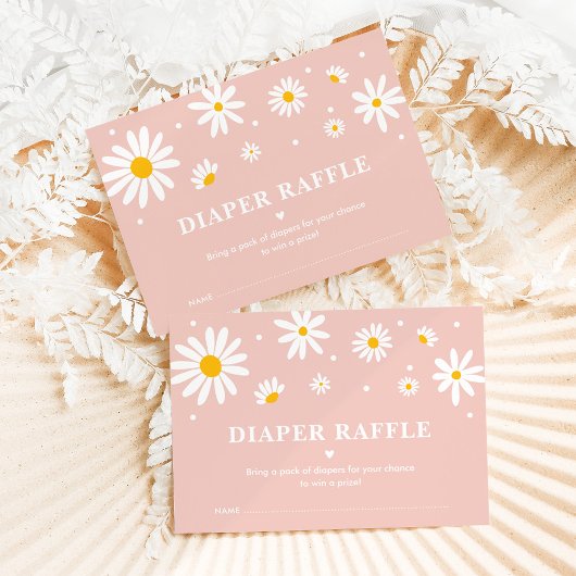Carte D'accompagnement Blush Rose Boho Daisy Floral Diaper Raffle Baby