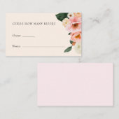 Carte D'accompagnement Blush Rose Floral Devinez Combien De Baisers (Devant / Derrière)