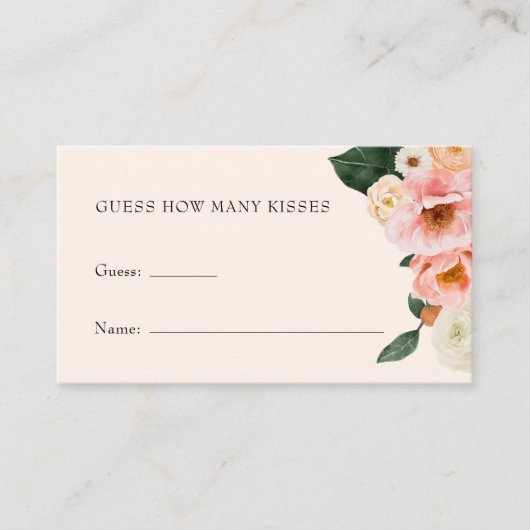 Carte D'accompagnement Blush Rose Floral Devinez Combien De Baisers (Devant)