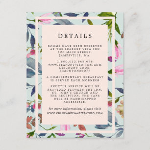 Carte D'accompagnement Blush rose Floral Mariage Informations d'invité