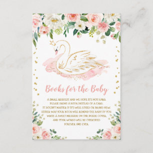 Carte D'accompagnement Blush Rose Floral Swan Princess Livres pour bébé