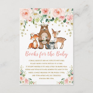 Carte D'accompagnement Blush rose Floral Woodland Animaux Livres pour béb