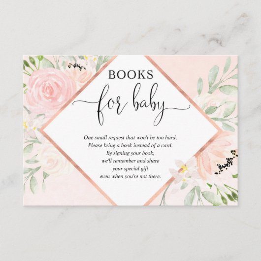 Carte D'accompagnement Blush rose rose or fille baby shower demande de ré (Devant)