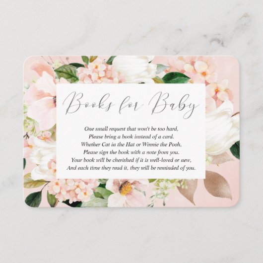 Carte D'accompagnement Blush rose rose rose fleurons de printemps livres  (Devant)