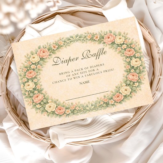 Carte D'accompagnement Blush Sage Rose Garden Diapper Raffle