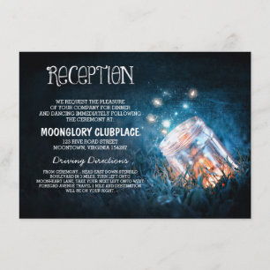 Carte D'accompagnement bocal mason fireflies nuit bleue réception de mari