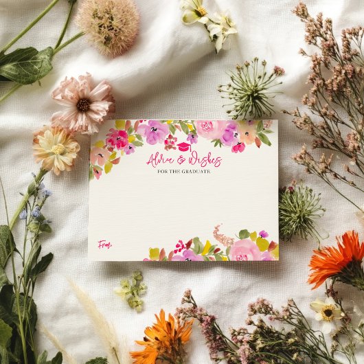 Carte D'accompagnement Bohème rose roses conseils de graduation