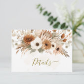 Carte D'accompagnement Bohème Rustique Automne Mariage Floral | (Debout devant)