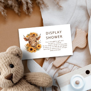 Carte D'accompagnement Bohemian Highland Cow Sunflower Afficher douche