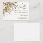 Carte D'accompagnement Bohemian Pampas Grass Tones Earthy Détails du Mari (Devant / Derrière)