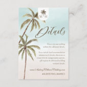 Carte D'accompagnement Bohemian Tropical Palm Trees Mariage Détails du cl (Devant)