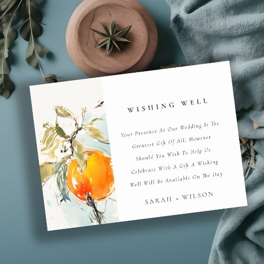 Carte D'accompagnement Boho Abstrait Orange Mariage Wishing well