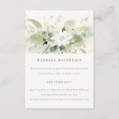 Carte D'accompagnement Boho Abstrait Vert Blanc Floral Réception de maria (Devant)