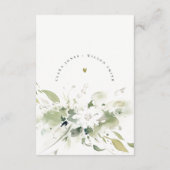 Carte D'accompagnement Boho Abstrait Vert Blanc Floral Réception de maria (Dos)