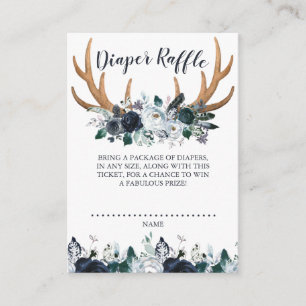 Carte D'accompagnement Boho Antler Marine Baby shower Floral Déchets Raff