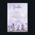 Carte D'accompagnement Boho Aquarelle Lilac Fleurs Mariage de réception<br><div class="desc">Ce design de carte de réception est doté d'un arrière - plan d'aquarelle lilas souple avec un champ de lilas aquarelle. Moderne et élégant,  ce design fait partie de la suite de cartes Mariage Boho Watercolor Lilac Flowers créée par Simply Farmhouse Press.</div>
