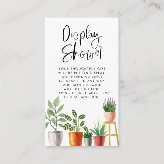 Carte D'accompagnement Boho Aquarelle Poted Houseplants Afficher Douche (Devant)