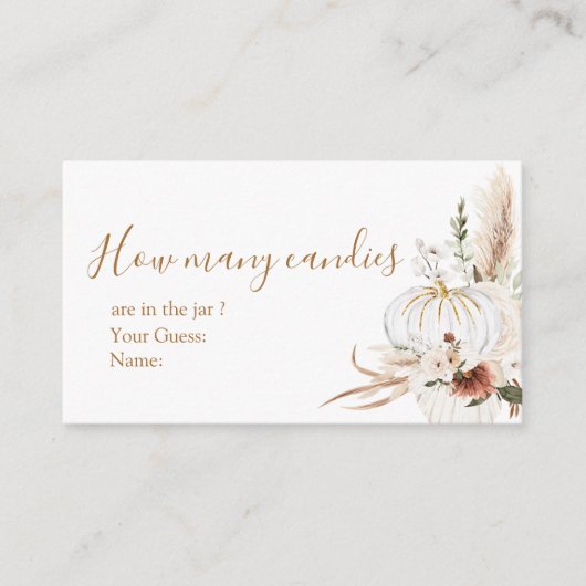 Carte D'accompagnement Boho Arch Citrouille blanc Combien de bonbons (Devant)