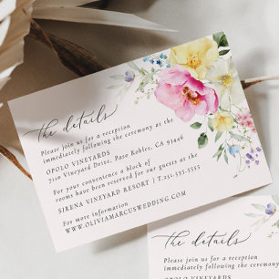 Carte D'accompagnement Boho Arch Colorful Floral Spring Wedding Détails
